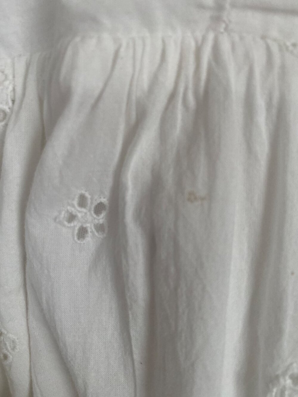 White Eyelet Cotton Midi Dress With Smocked Back Straps Size L - Picture 7 of 7
